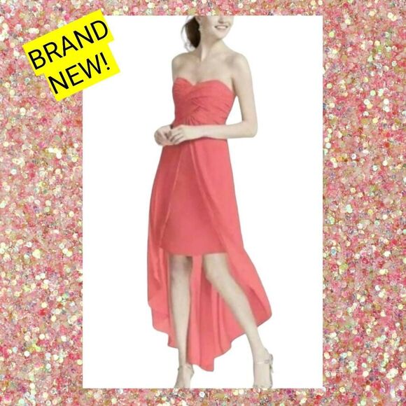David's Bridal Strapless Hi Lo Chiffon Special Occasion Prom Dress sz 2 NEW! - Picture 1 of 12